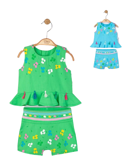Set elegant bluzita de vara cu pantalonasi pentru fetite Ciucurasi, Tongs baby