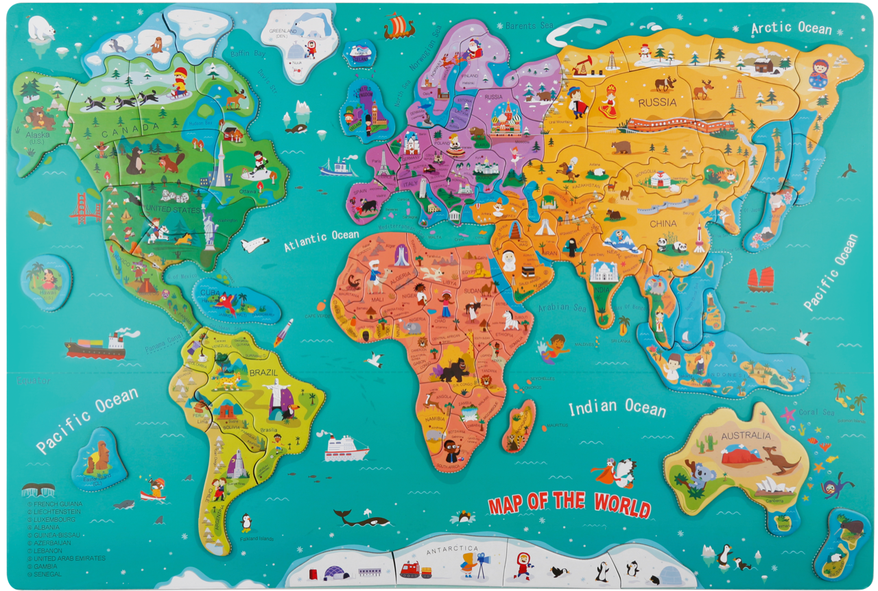 Harta lumii mare - puzzle magnetic