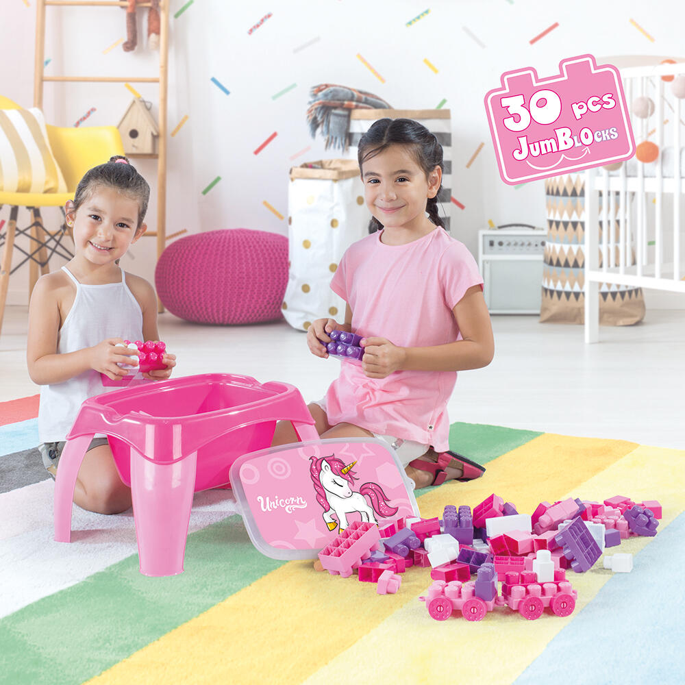 Masuta de activitati cu 30 cuburi de construit - Unicorn