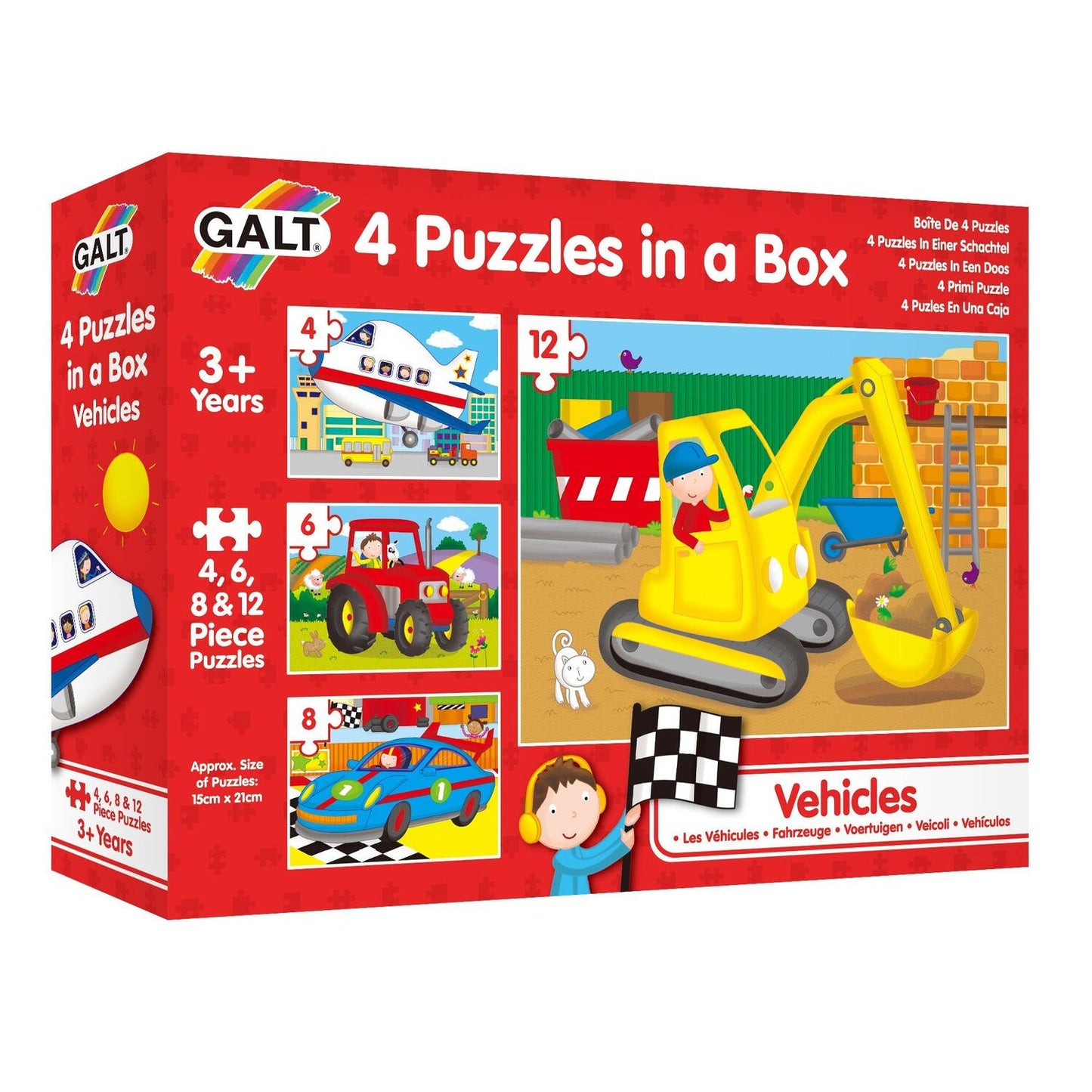 Set 4 puzzle-uri Vehicule (4, 6, 8, 12 piese)