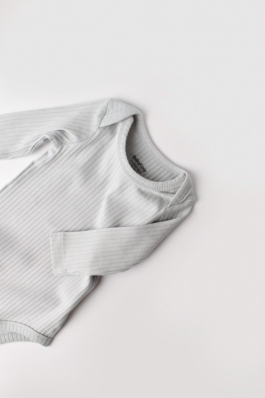 Body Bebe Unisex cu maneca lunga din 95% bumbac organic cu 5% elastan - Gri, Baby Cosy