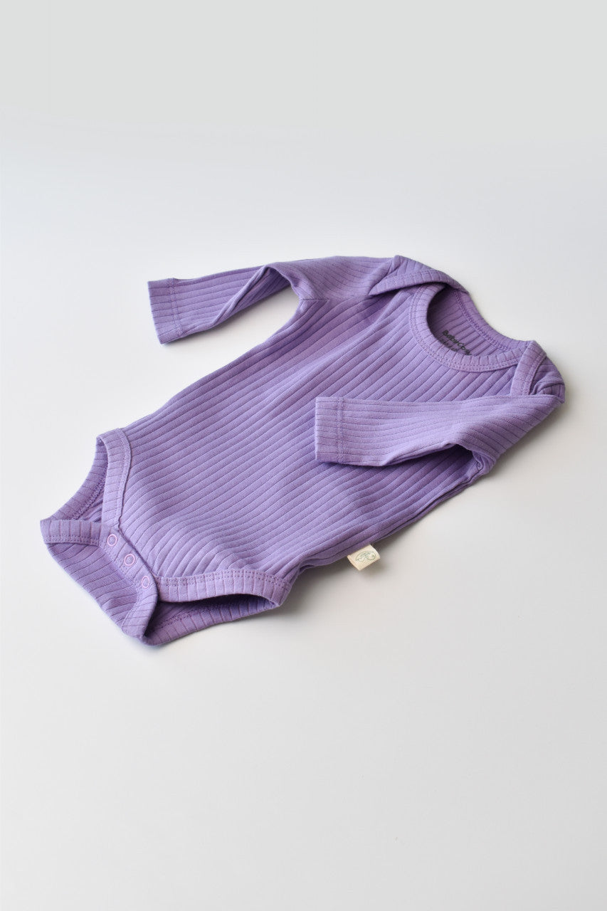 Body Bebe Unisex cu maneca lunga din 95% bumbac organic cu 5% elastan - Mov, Baby Cosy