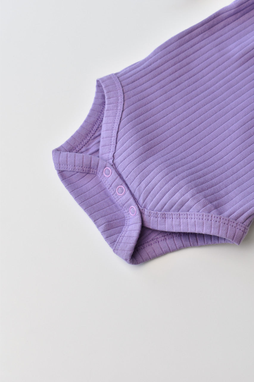 Body Bebe Unisex cu maneca lunga din 95% bumbac organic cu 5% elastan - Mov, Baby Cosy
