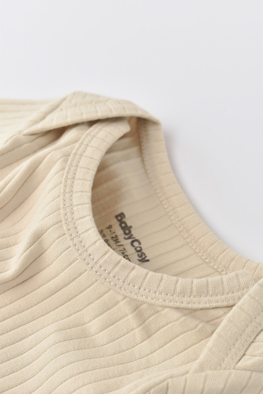 Body Bebe Unisex cu maneca lunga din 95% bumbac organic cu 5% elastan - Crem, Baby Cosy