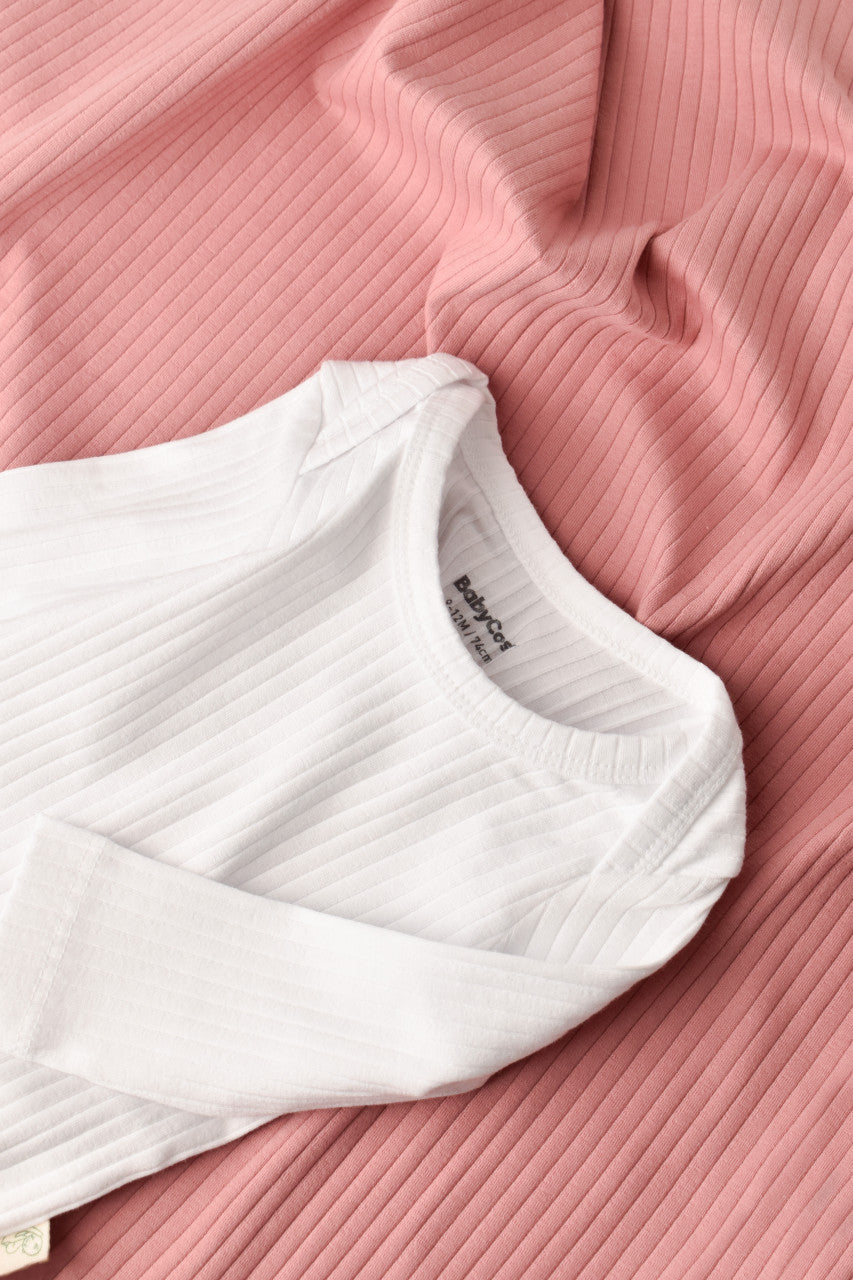 Body Bebe Unisex cu maneca lunga din 95% bumbac organic cu 5% elastan - Alb, Baby Cosy