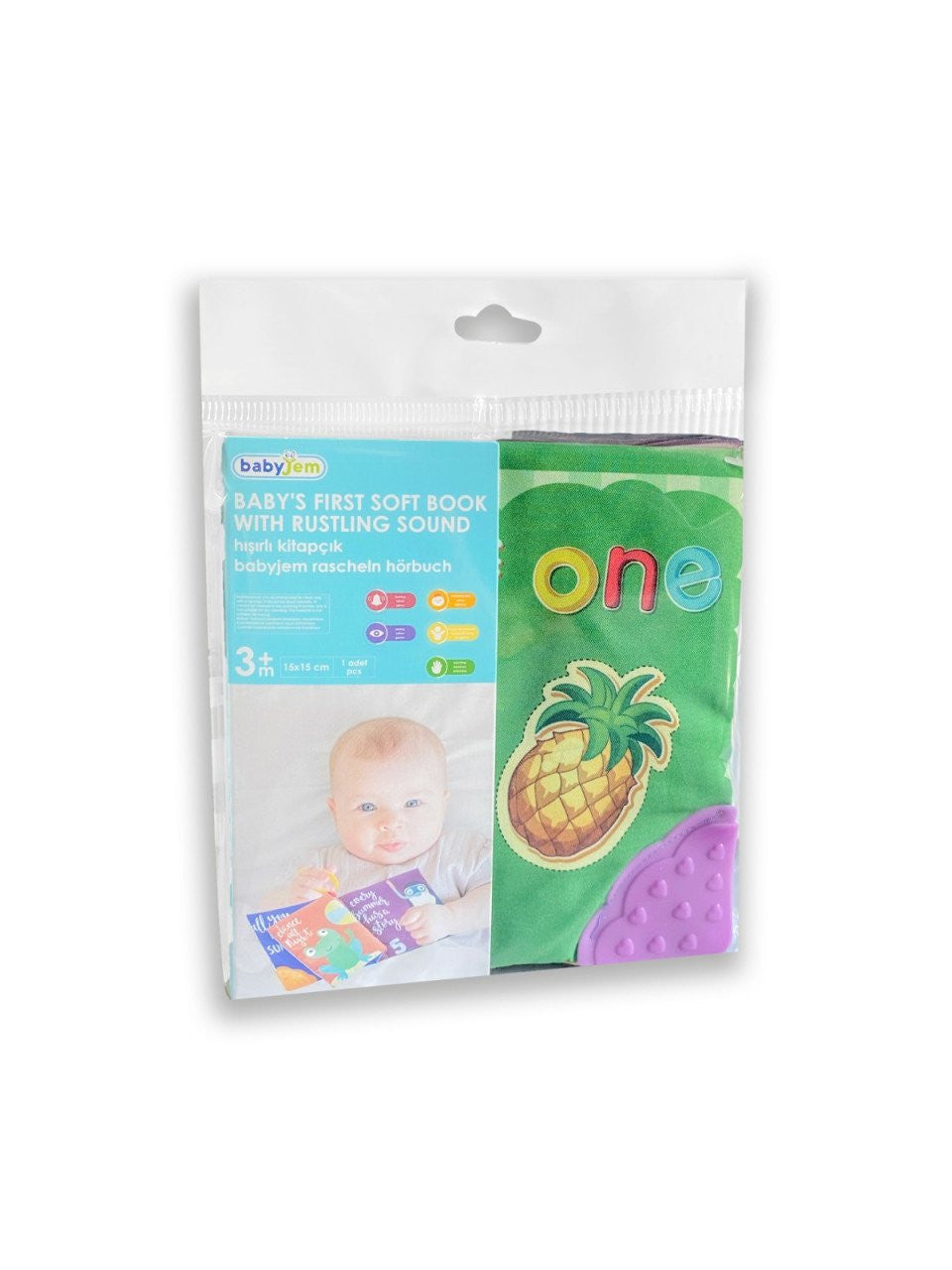 Cartea interactiva pentru bebelusi cu accesoriu de dentitie BabyJem