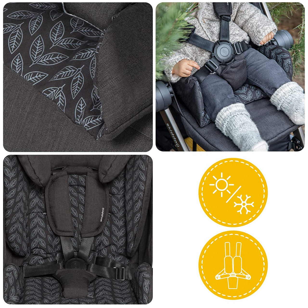 Carucior sport pliabil Skiddou Mell Onyx, ultracompact pentru calatorii, Negru
