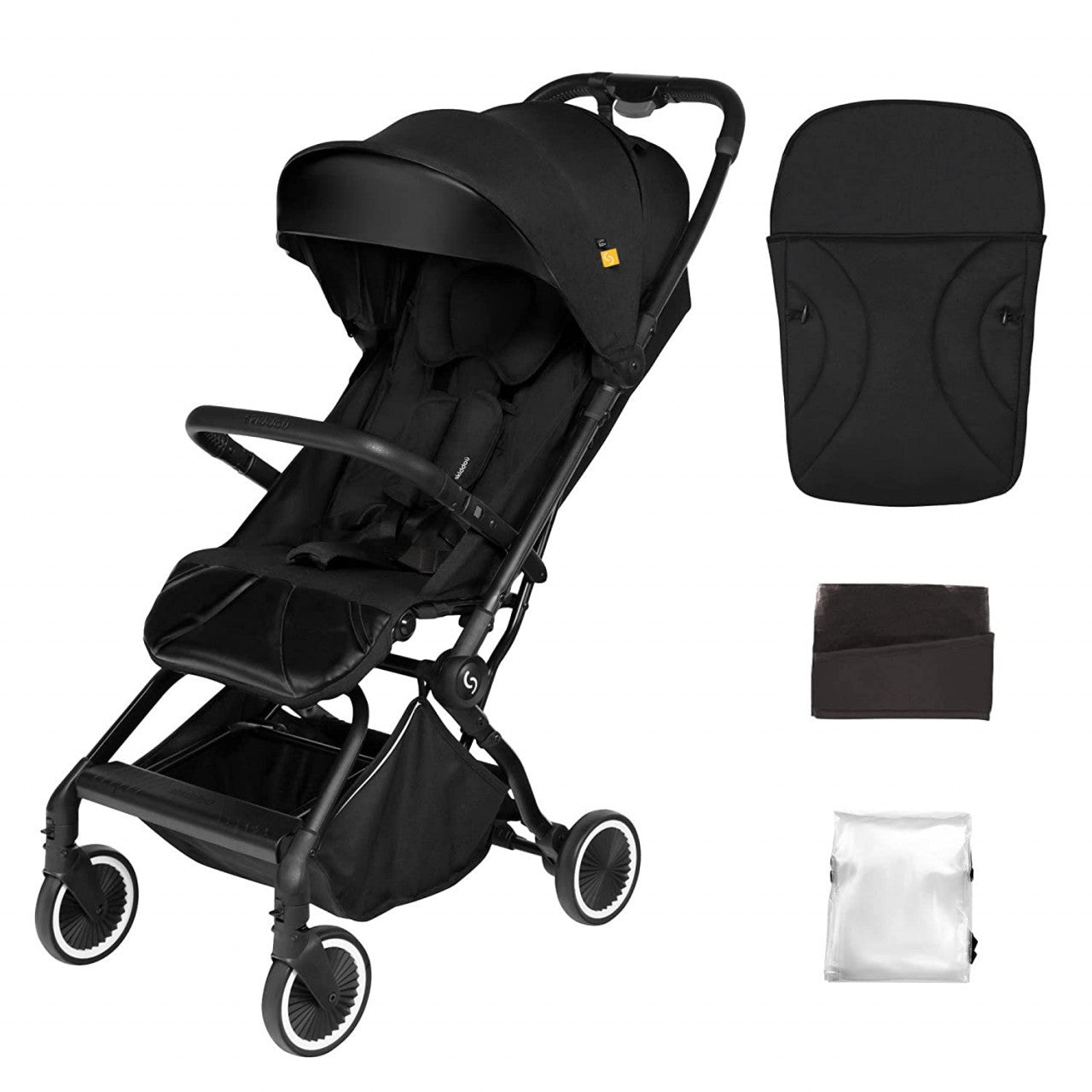 Carucior sport pliabil ultracompact pentru calatorii Espoo+, Onyx, Negru, Skiddou