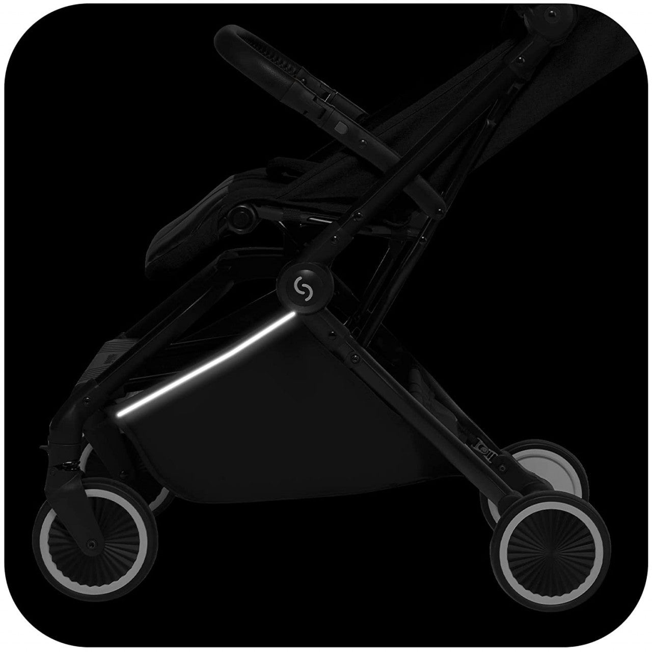Carucior sport pliabil ultracompact pentru calatorii Espoo+, Onyx, Negru, Skiddou