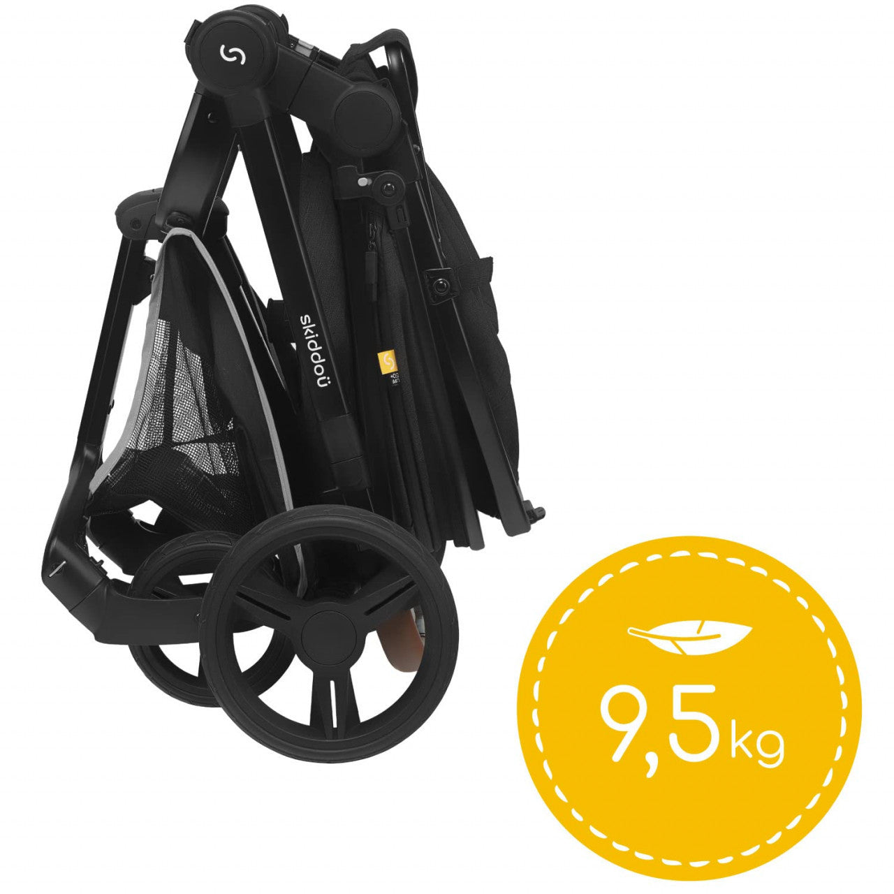 Carucior transformabil 2 in 1 Nasjo, Onyx, Negru, Skiddou