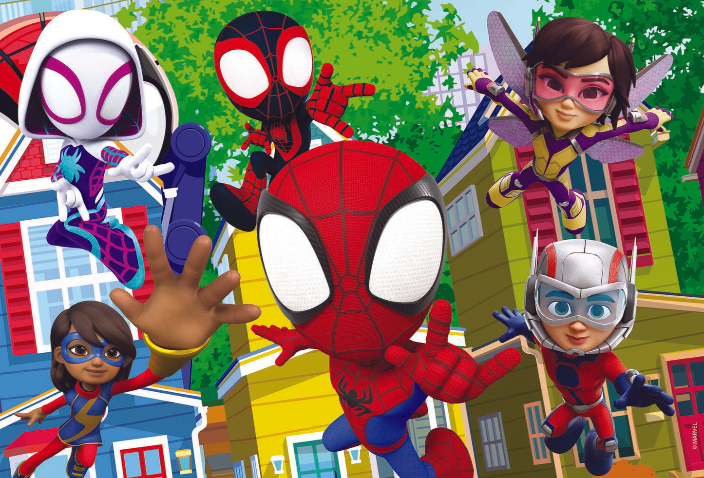 Puzzle de colorat - Distractie cu paienjenelul Marvel si prietenii lui uimitori (24 piese)