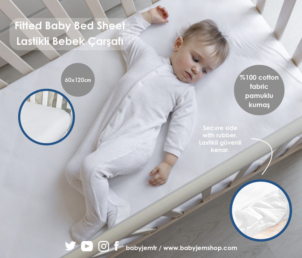 Cearceaf din bumbac cu elastic BabyJem