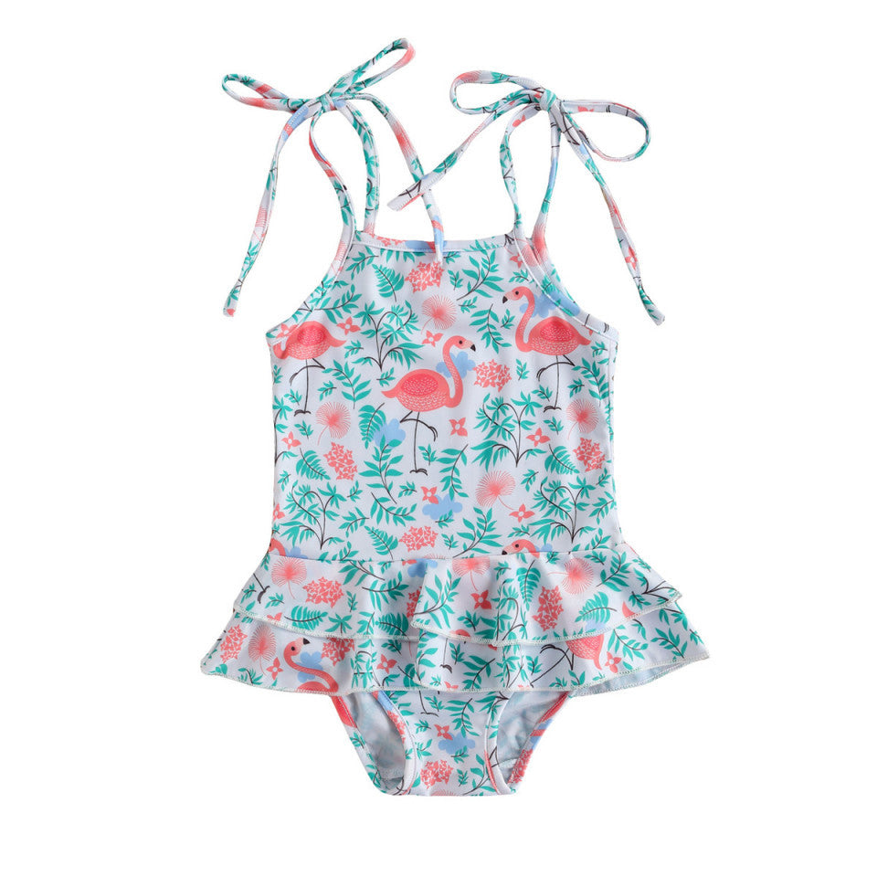 Costum de baie cu volan si bretelute