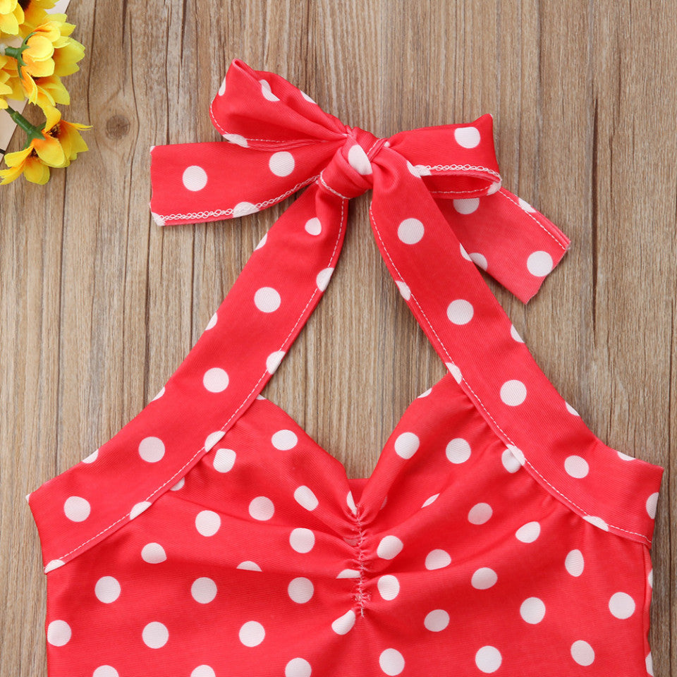 Costum de baie Rosu cu buline