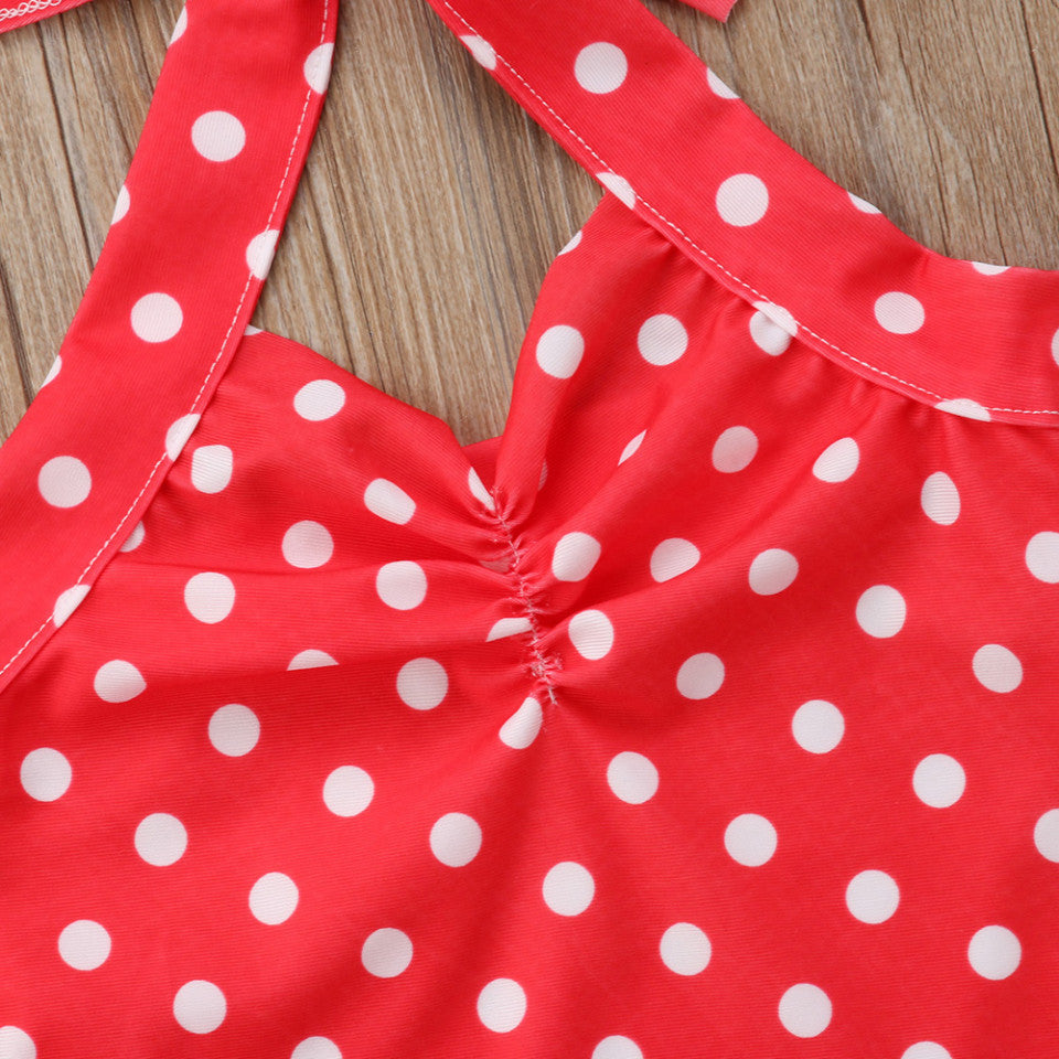 Costum de baie Rosu cu buline