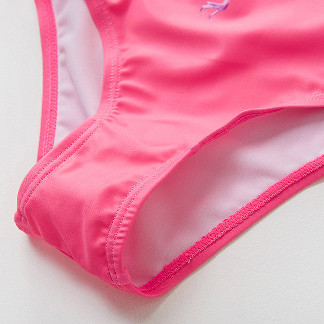 Costum de baie Roz bombon cu flamingo