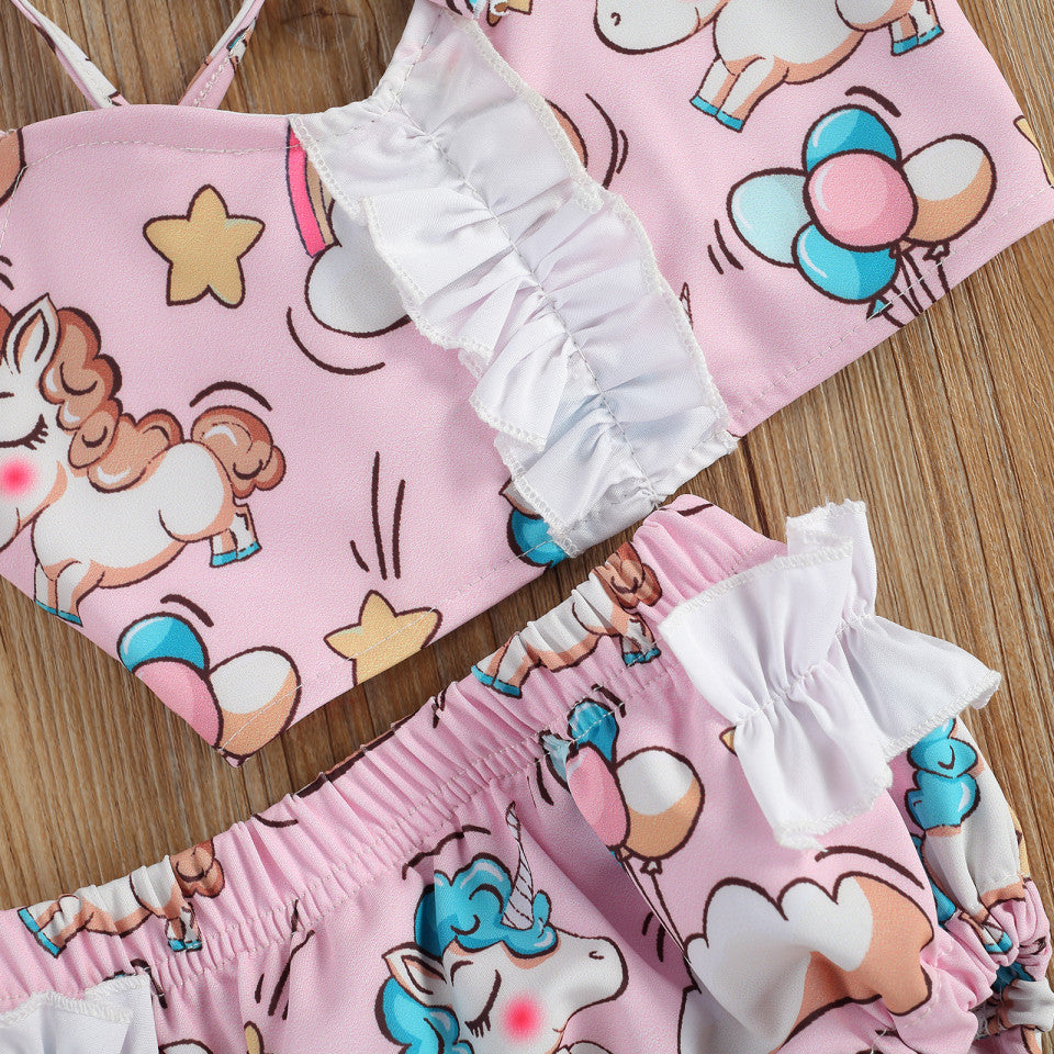 Costum de baie Unicorni din 2 piese