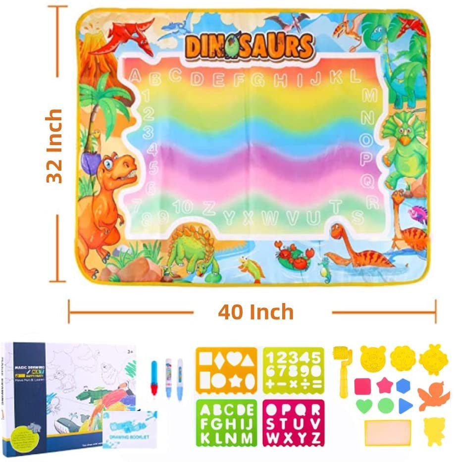 Covorasul Magic Drool Dino- 100x70cm - Jucarie educativa de colorat cu apa