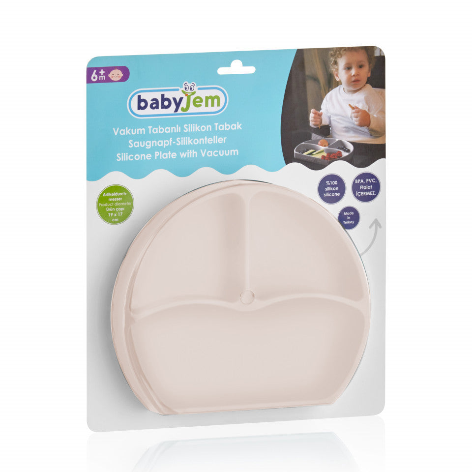 Farfurie din silicon cu 3 compartimente pentru auto-diversificare BabyJem