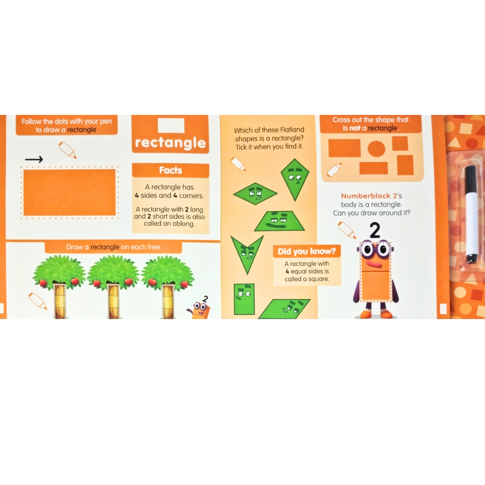 Carticica Scriu si sterg Numberblocks - Forme geometrice