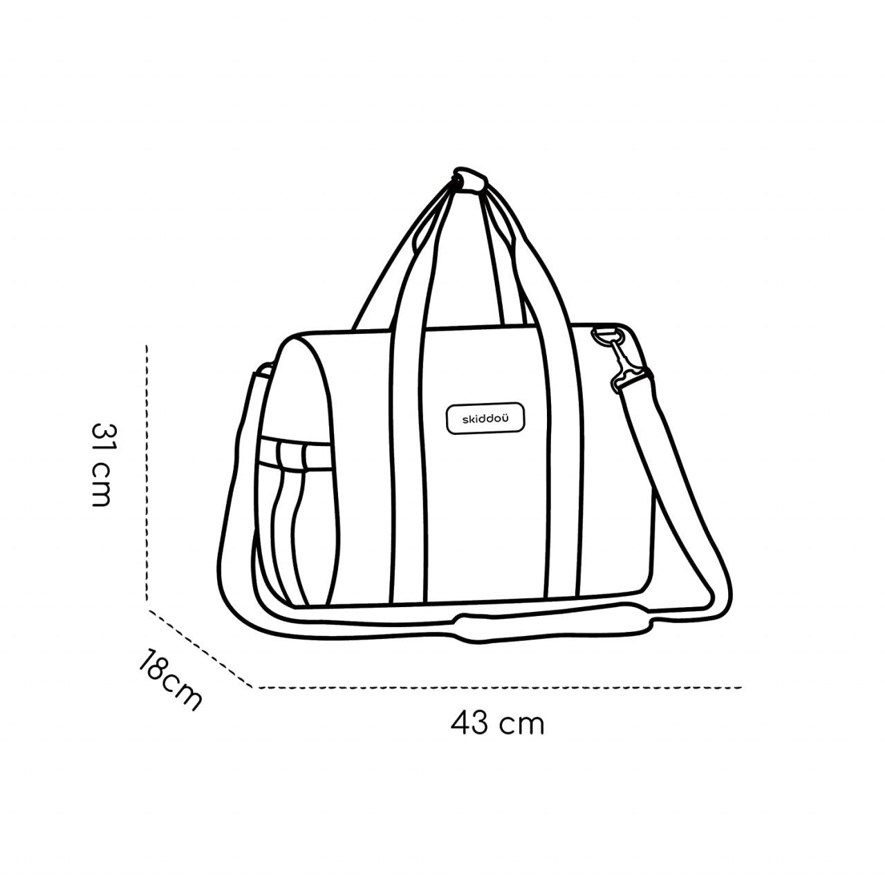 Geanta multifunctionala pentru parinti Inger, Onyx, Negru, Skiddou