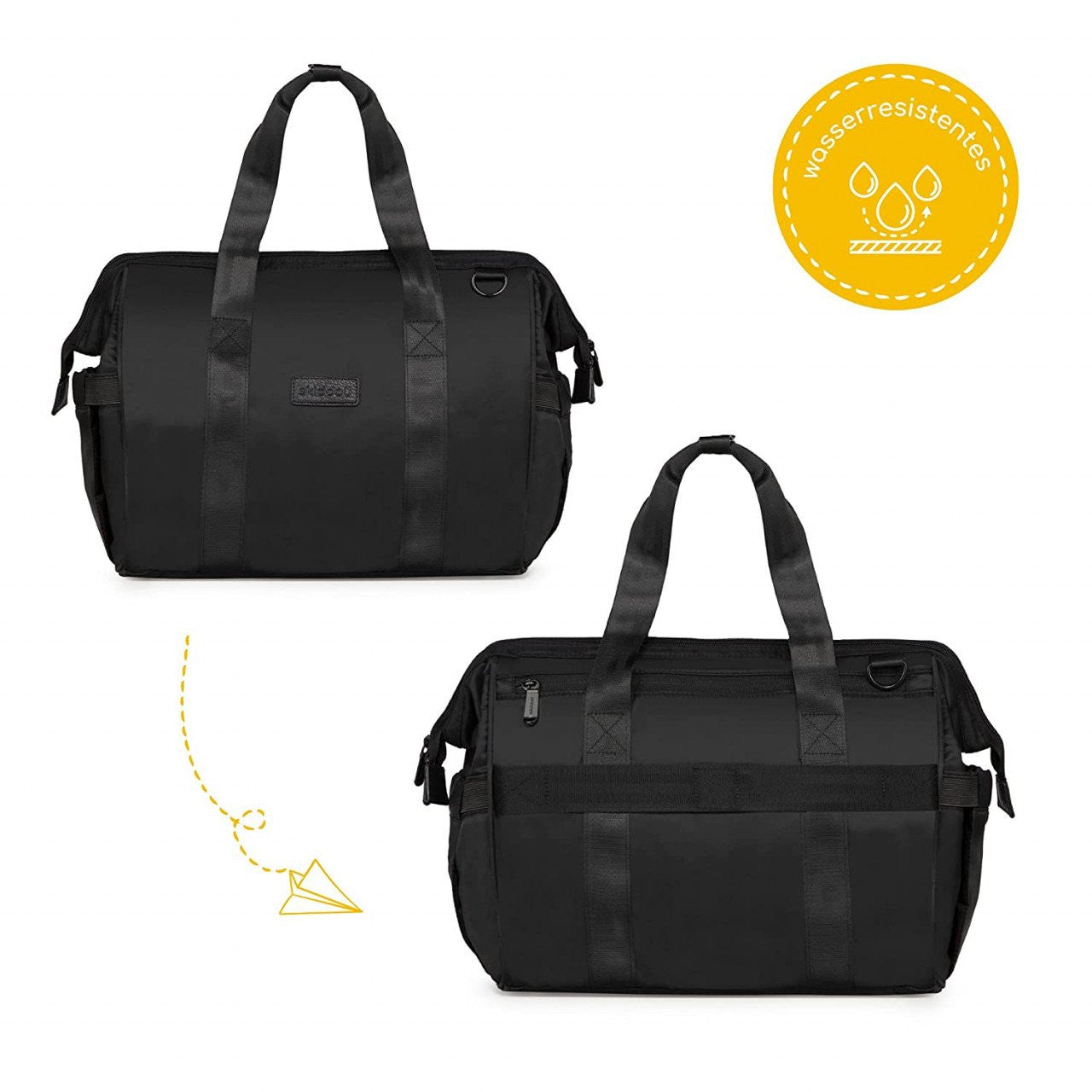 Geanta multifunctionala pentru parinti Inger, Onyz Leather, Negru, Skiddou