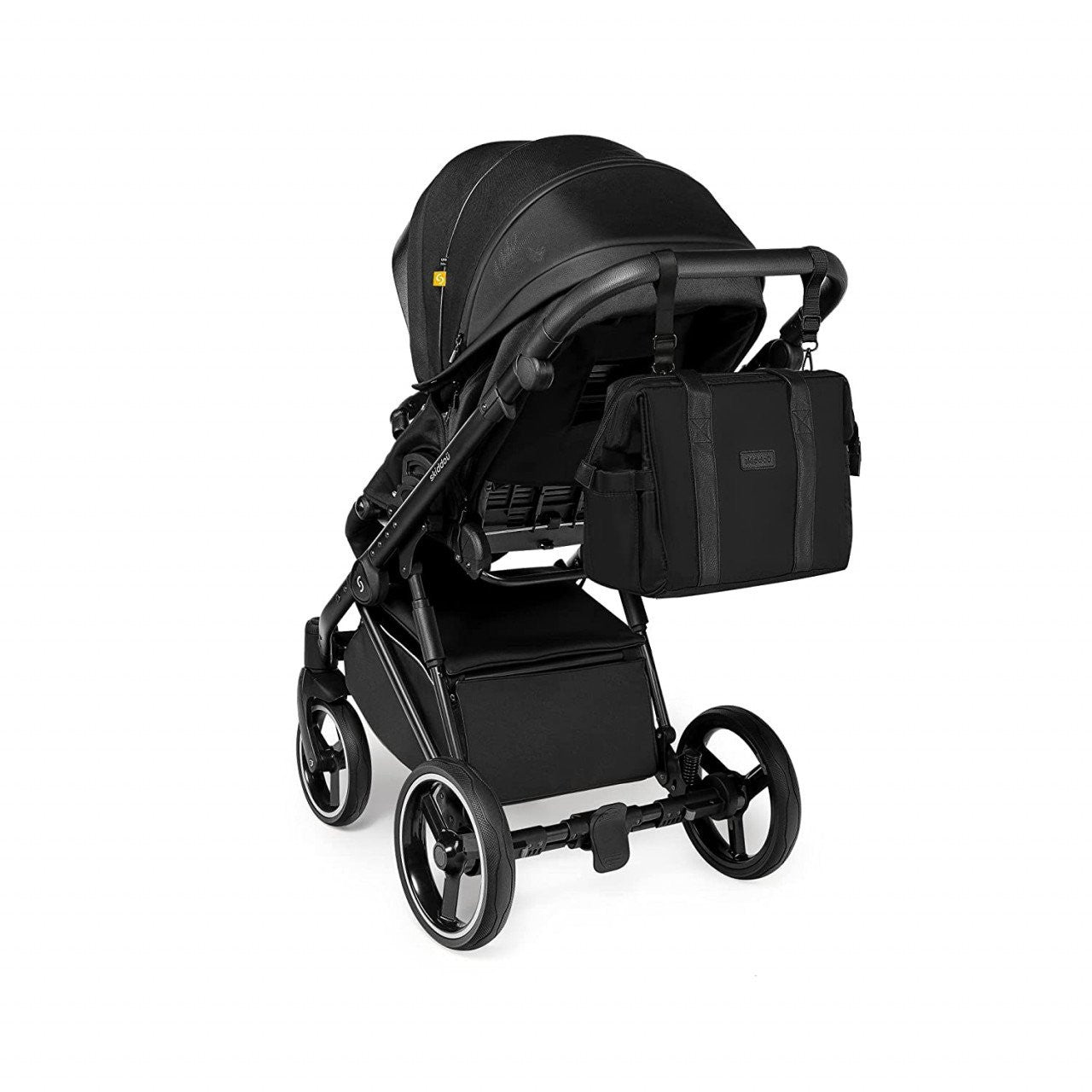 Geanta multifunctionala pentru parinti Inger, Onyz Leather, Negru, Skiddou