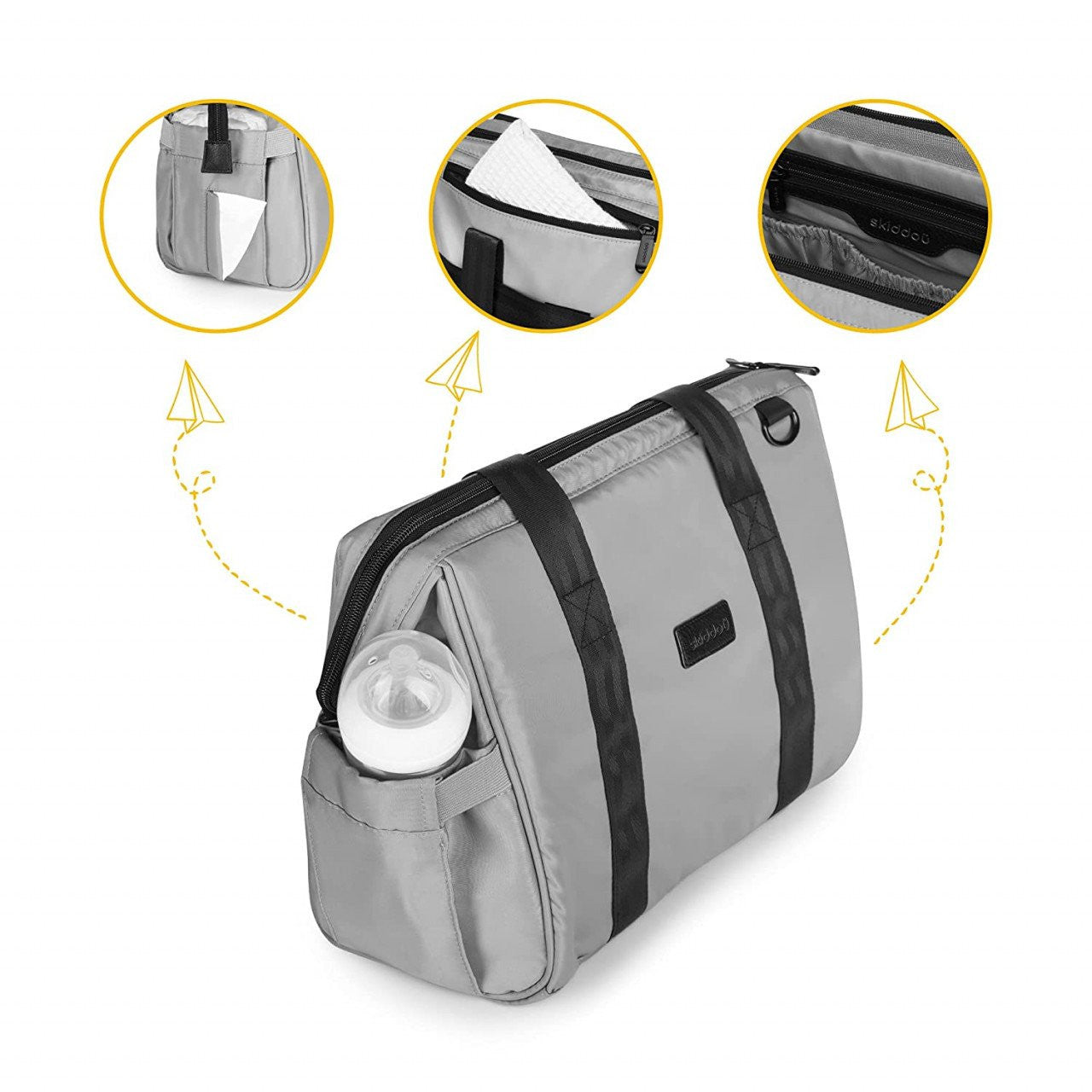 Geanta multifunctionala pentru parinti Inger, Normandic Dream, Gri, Skiddou