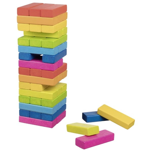 Joc indemanare Jenga cu piese din lemn colorate