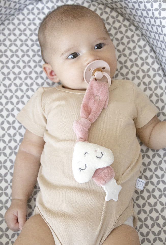 Lant pentru suzeta din material textil cu steluta BabyJem