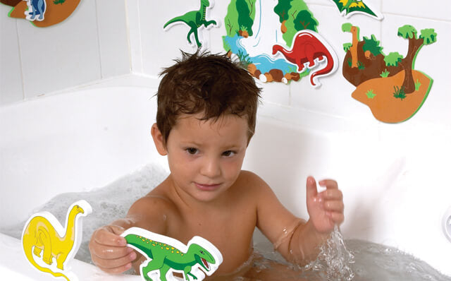 Magic creations - Dinozauri - Set 13 piese din spuma pentru joaca in baie