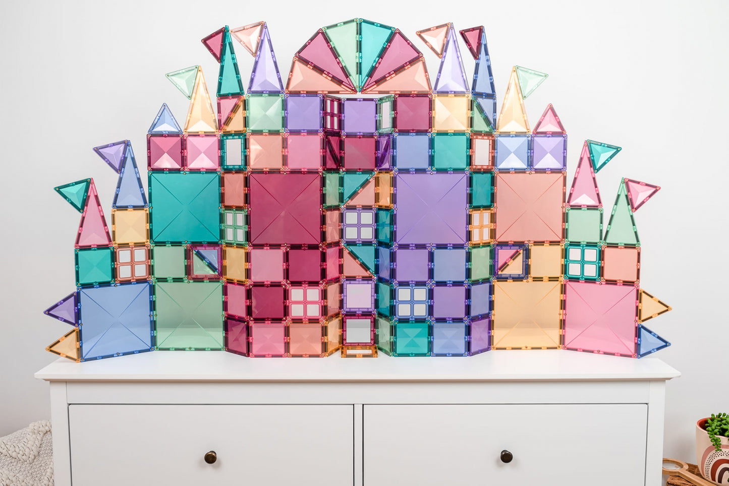 Magnetic Tiles Set constructie magnetic, 120 piese Pastel, creativitate
