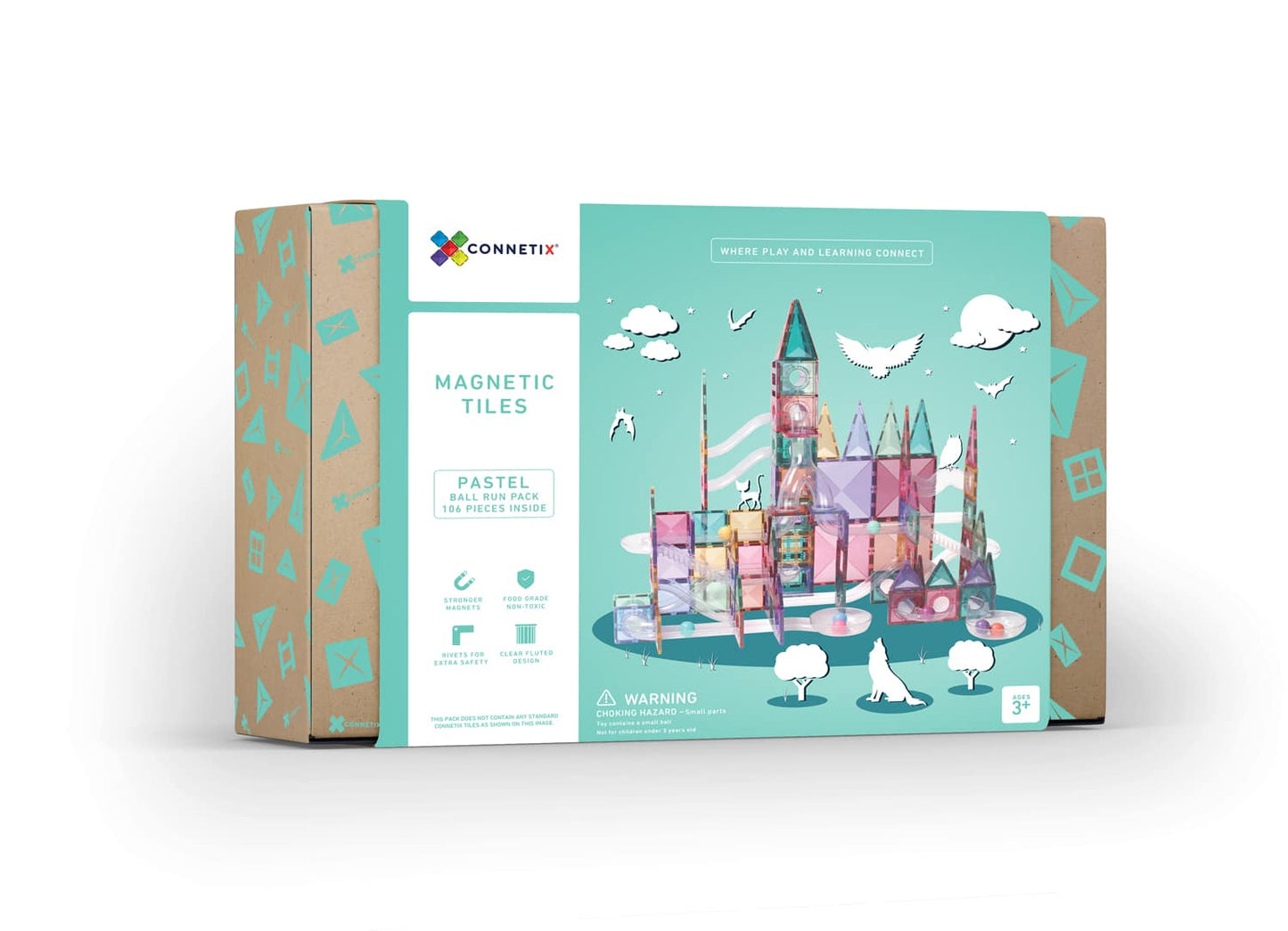 Magnetic Tiles Set constructie magnetic, Marble Run, 106 piese, culori pastel