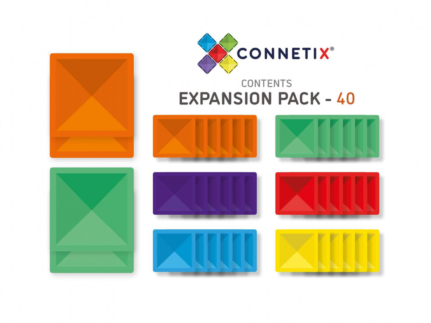 Magnetic Tiles Set constructie magnetic, 40 piese de baza, patrate