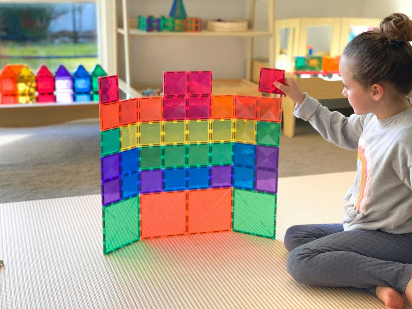 Magnetic Tiles Set constructie magnetic, 40 piese de baza, patrate