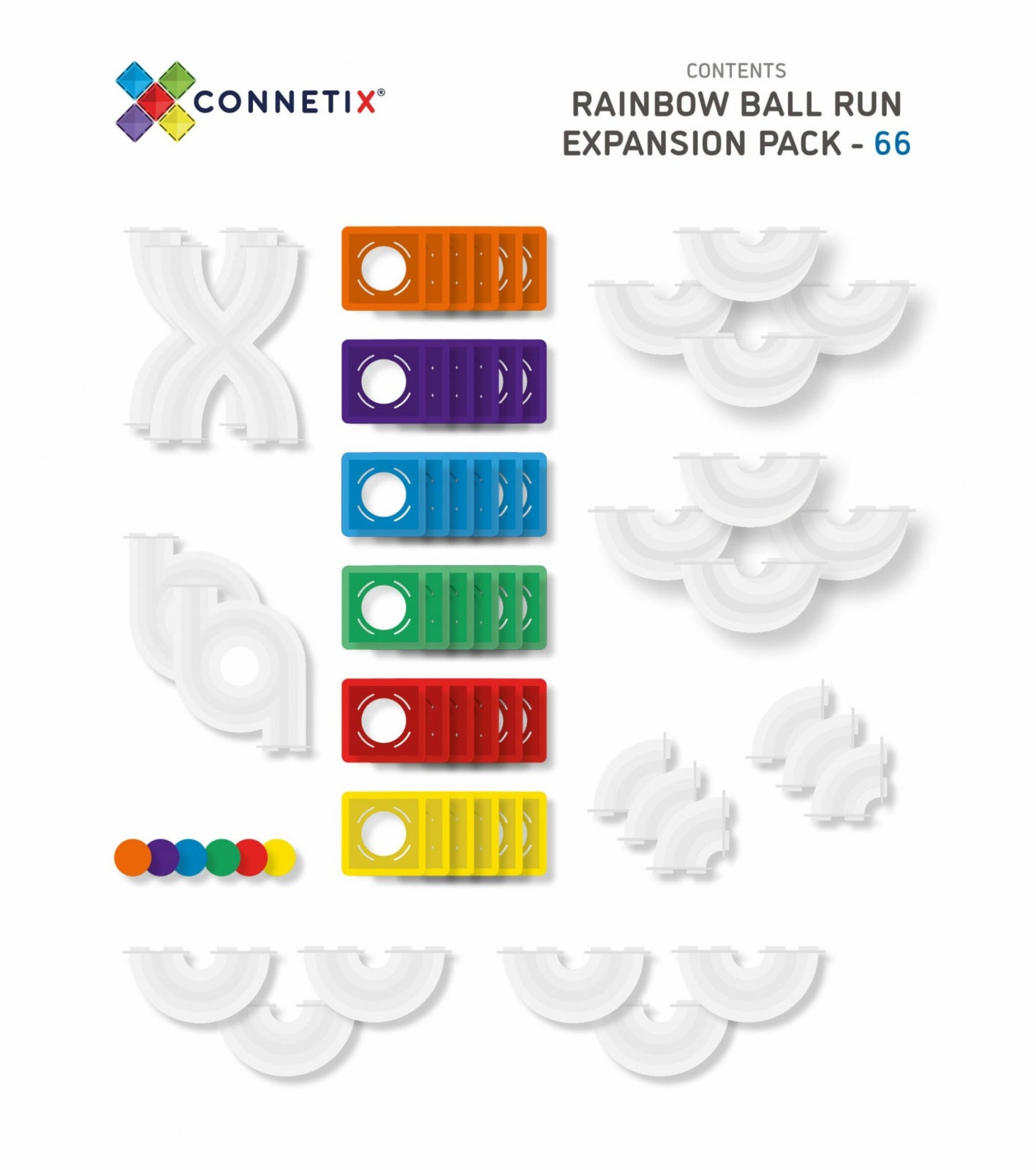 Magnetic Tiles Set magnetic, 66 piese, circuit cu bile - Marble run