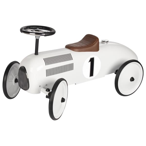 Masina alba din metal tip Ride-On - Micul sofer incepator