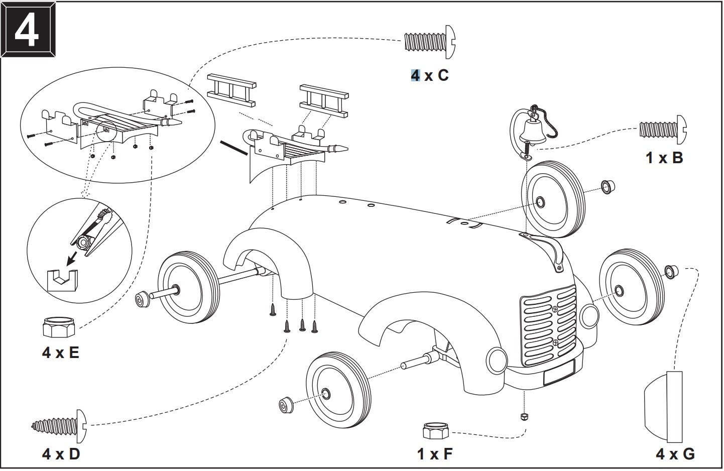 Masina rosie de pompieri Ride On