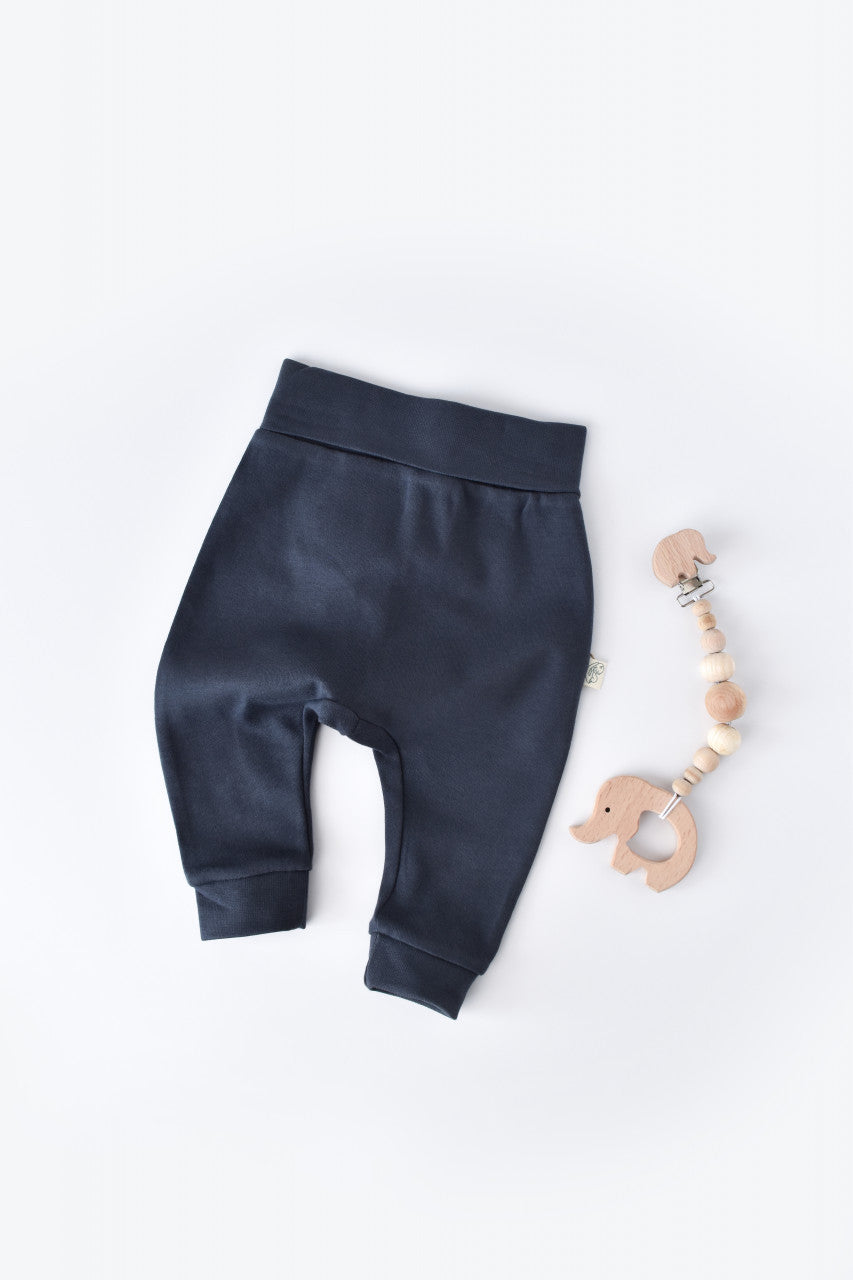 Pantaloni Bebe Unisex din bumbac organic Bleumarin