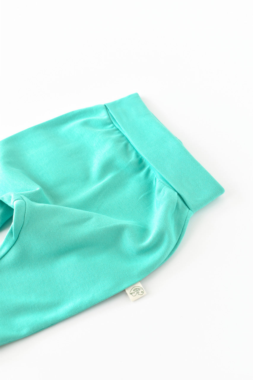 Pantaloni Bebe Unisex din bumbac organic Turcoaz