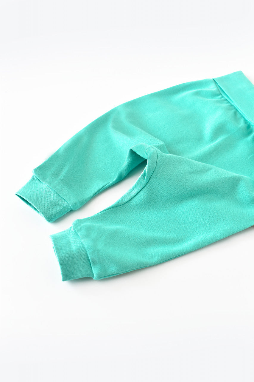 Pantaloni Bebe Unisex din bumbac organic Turcoaz