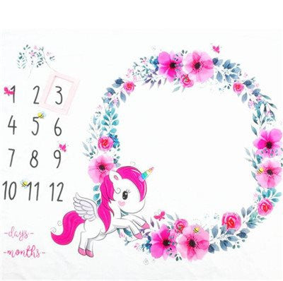 Paturica Milestone subtire pentru fotografii memorabile Unicorn cartoon