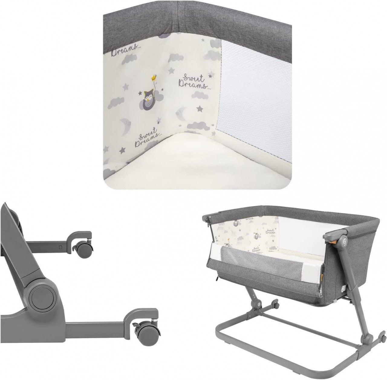 Patut 3 in 1 co-sleeping Natt, Evening Dream, Gri inchis, Skiddou