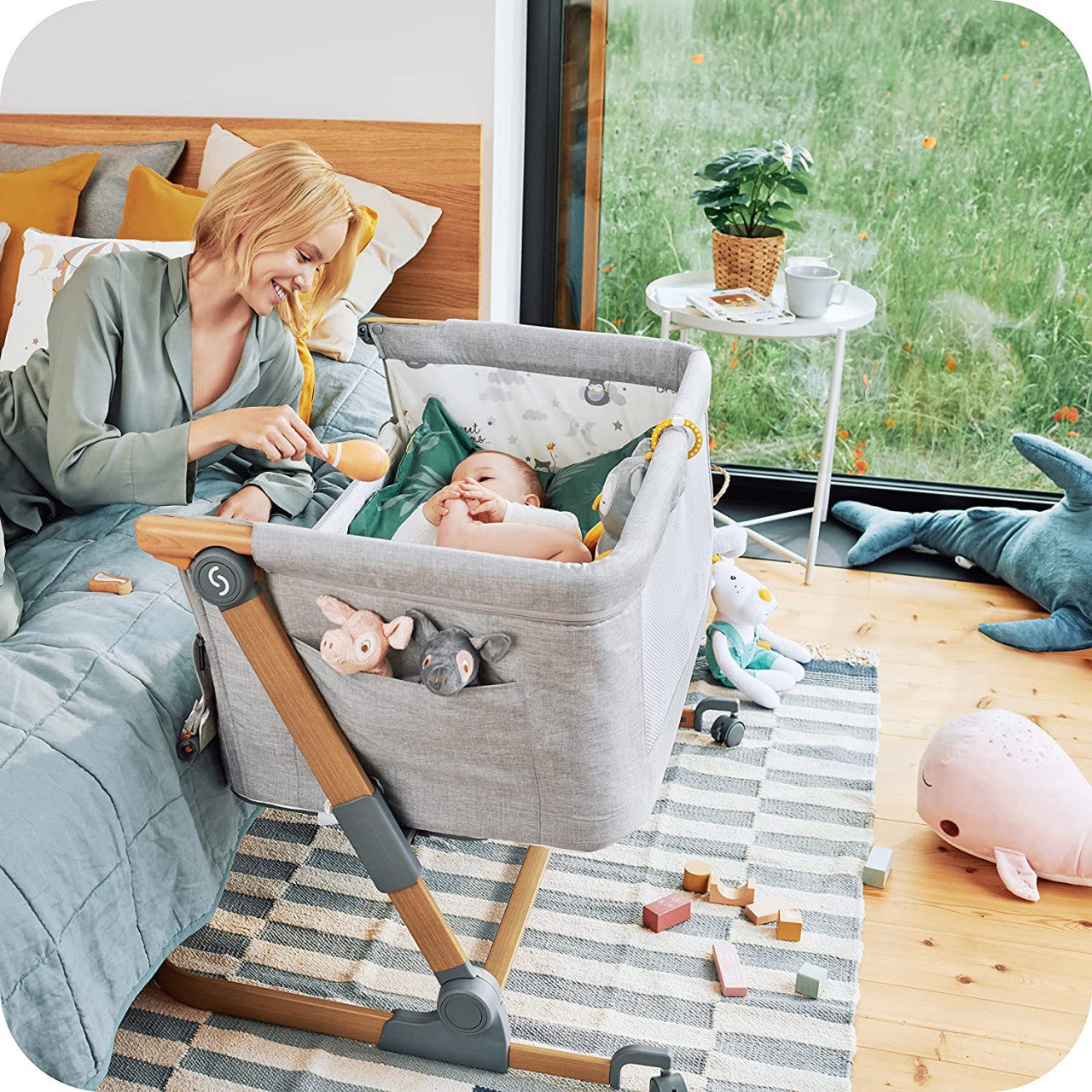 Patut 3 in 1 co-sleeping Natt, Normandic Dream, Gri deschis, Skiddou