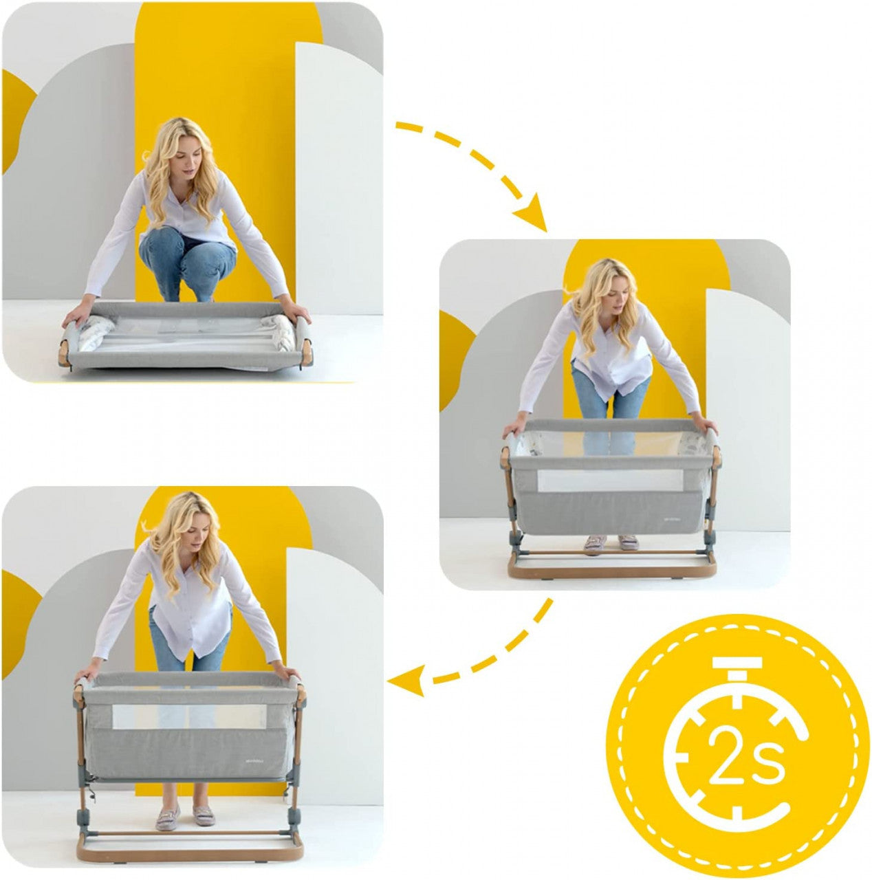 Patut 3 in 1 co-sleeping Natt, Normandic Dream, Gri deschis, Skiddou