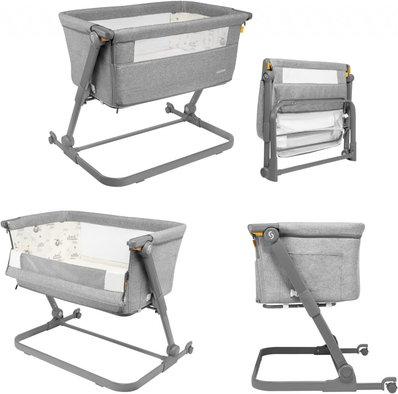 Patut 3 in 1 co-sleeping Natt, Normandic Dream, Gri deschis, Skiddou