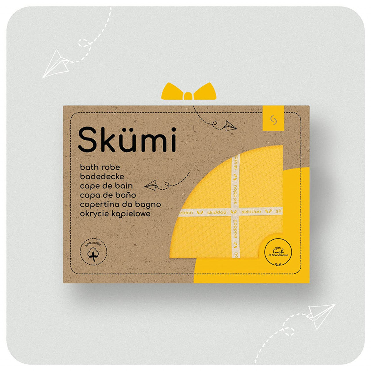 Prosop nou nascut Skumi, Skiddou, 100% bumbac, cu gluga cu urechiuse, alb, 100x100cm