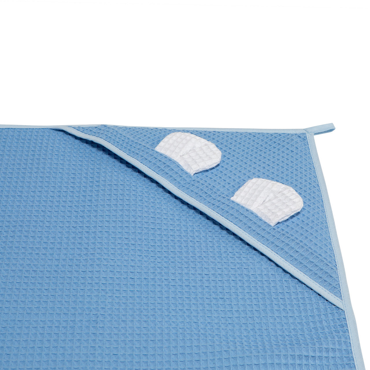 Prosop nou nascut Skumi, Skiddou, 100% bumbac, cu gluga cu urechiuse, albastru, 100x100cm