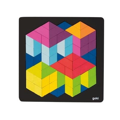 Puzzle cu figuri geometrice 3D in plan - Model 2