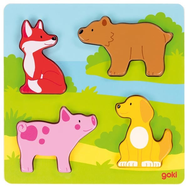 Puzzle cu texturi animale - Set tactil si indemanare pentru bebelusi